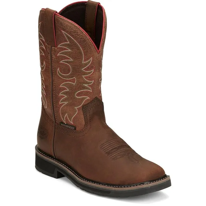 Work Men Justin Boots Driller II 11034 Work Boot Pecan Brown 040brown041