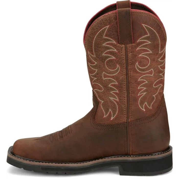 Work Men Justin Boots Driller II 11034 Work Boot Pecan Brown 040brown041