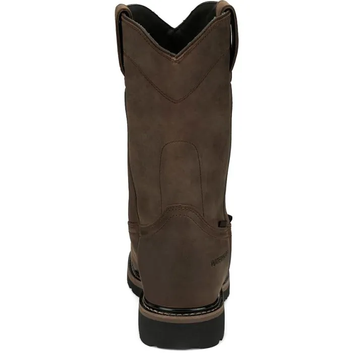 Work Men Justin Boots Pulley 10034 Comp Toe Met Guard Waterproof Whiskey Brown 040brown041