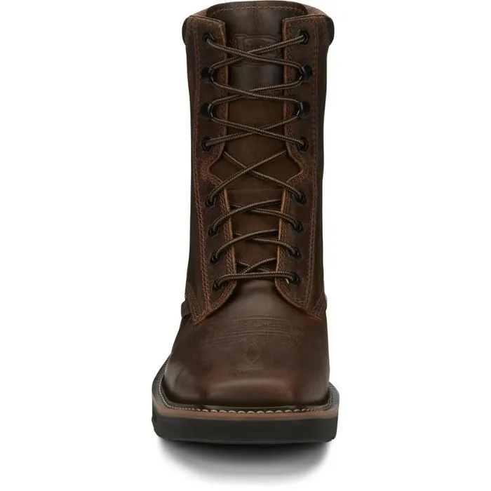 Work Men Justin Boots Pulley 8034 Steel Toe LaceUp Work Boot Aged Bark 040brown041