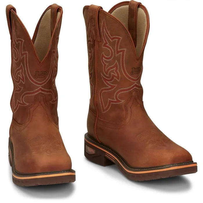 Work Men Justin Boots Resistor 11034 Waterproof Work Boot Russet 040brown041