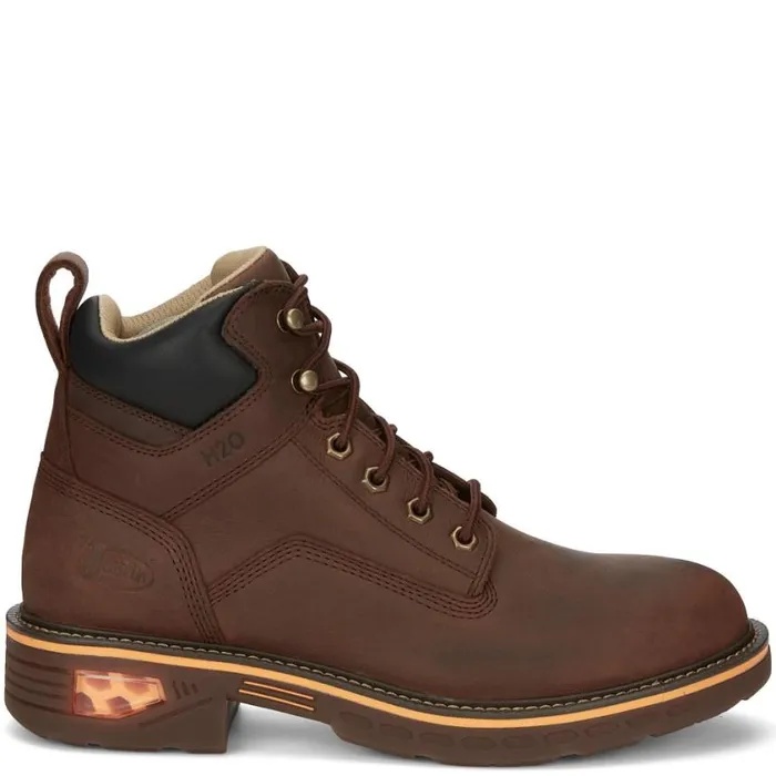 Work Men Justin Boots Resistor 6034 Waterproof Lace Up Work Boot Hickory Brown 040brown041