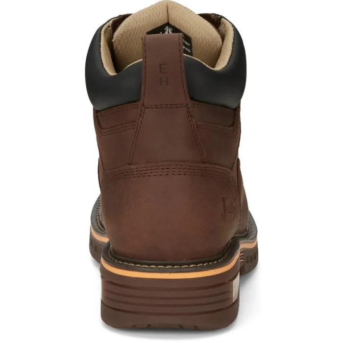 Work Men Justin Boots Resistor 6034 Waterproof Lace Up Work Boot Hickory Brown 040brown041
