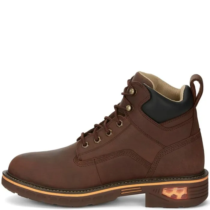 Work Men Justin Boots Resistor 6034 Waterproof Lace Up Work Boot Hickory Brown 040brown041