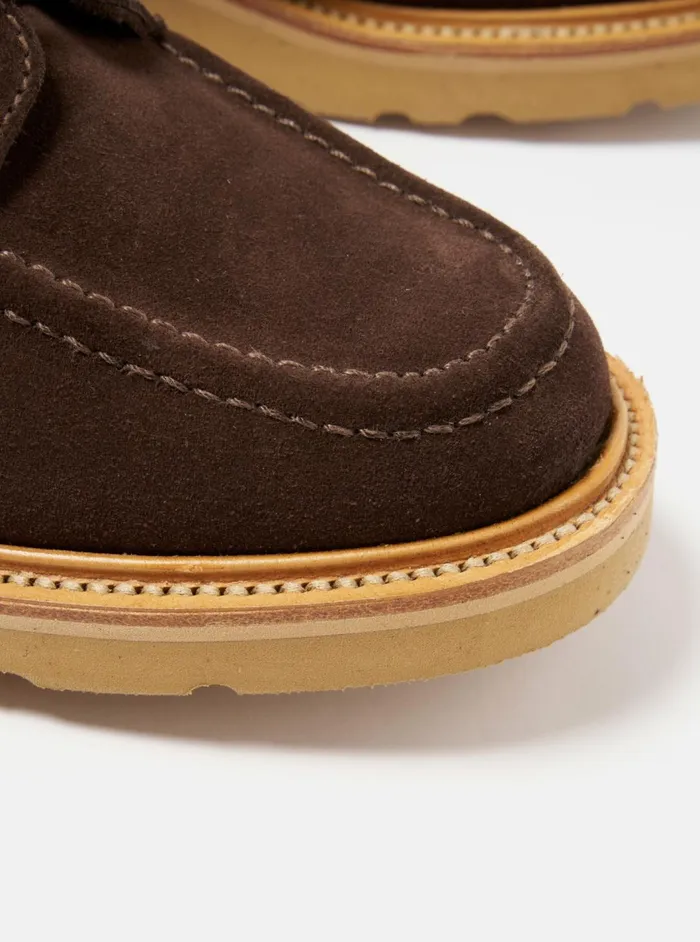 X Sanders Wilson Derby Boot In Mocha Reverse Suede Men Universal Works Footwear
