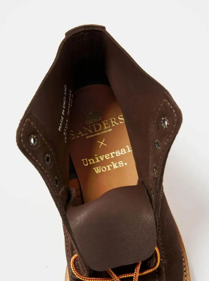 X Sanders Wilson Derby Boot In Mocha Reverse Suede Men Universal Works Footwear