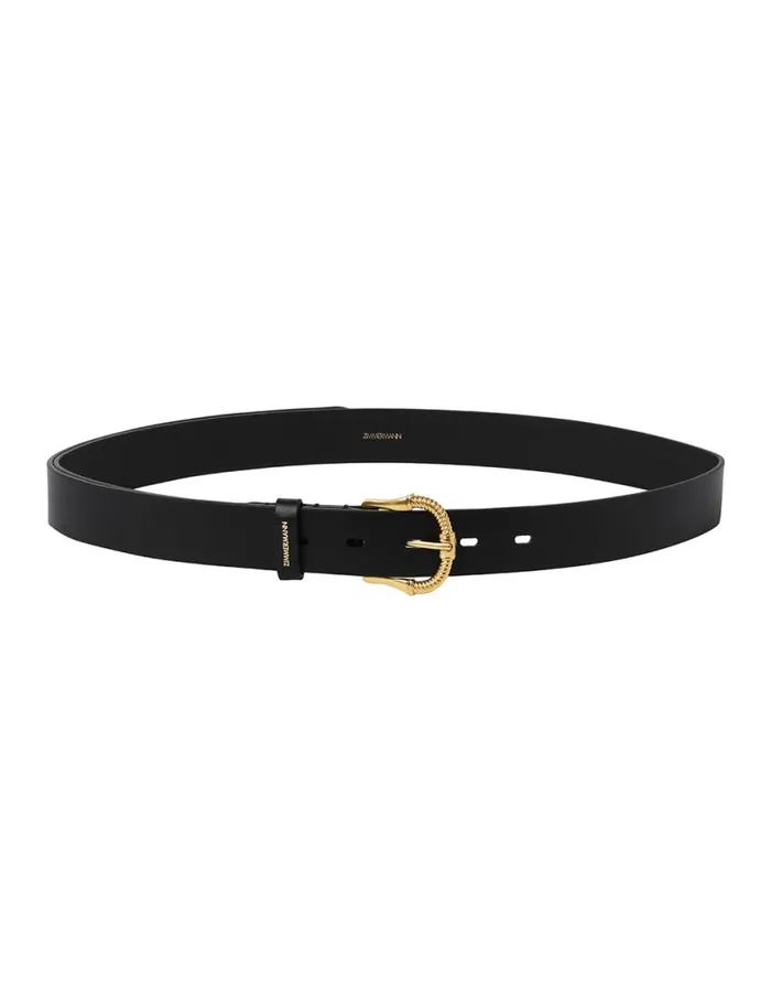 Zimmermann Belts Twisted Buckle Leather Belt 30 Black 8211 Women