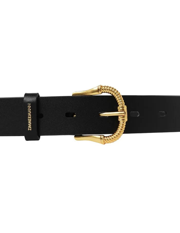 Zimmermann Belts Twisted Buckle Leather Belt 30 Black 8211 Women