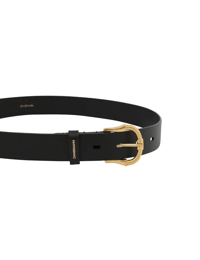 Zimmermann Belts Twisted Buckle Leather Belt 30 Black 8211 Women