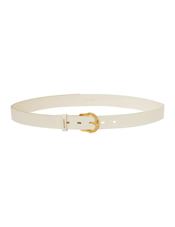 Zimmermann Belts Twisted Buckle Leather Belt 30 Macadamia 8211 Women