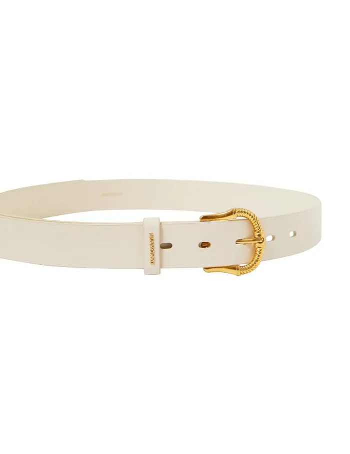 Zimmermann Belts Twisted Buckle Leather Belt 30 Macadamia 8211 Women