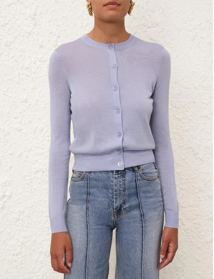Zimmermann Clothing Crew Neck Cardigan Blue 8211 Women