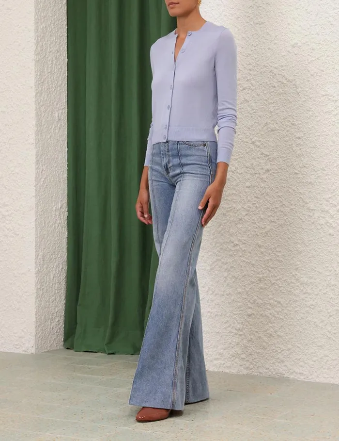 Zimmermann Clothing Crew Neck Cardigan Blue 8211 Women