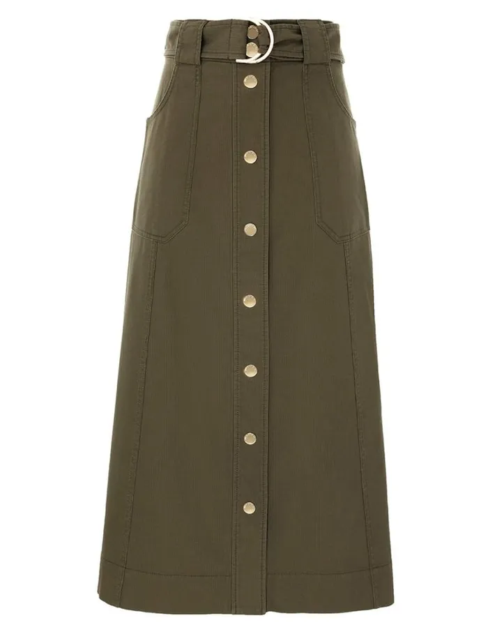 Zimmermann Clothing Denim Wrap Skirt Olive 8211 Women