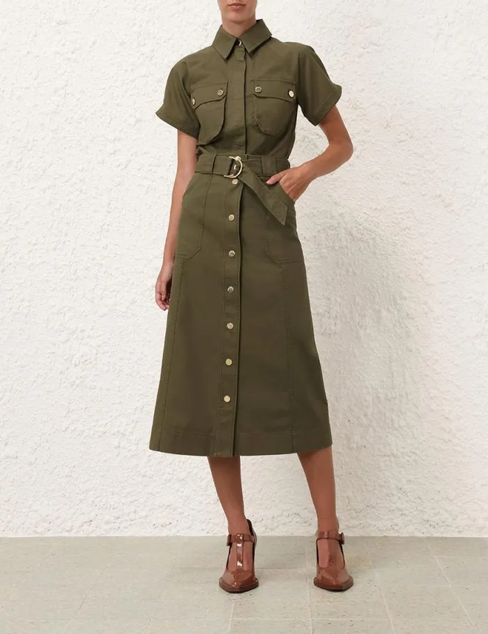 Zimmermann Clothing Denim Wrap Skirt Olive 8211 Women