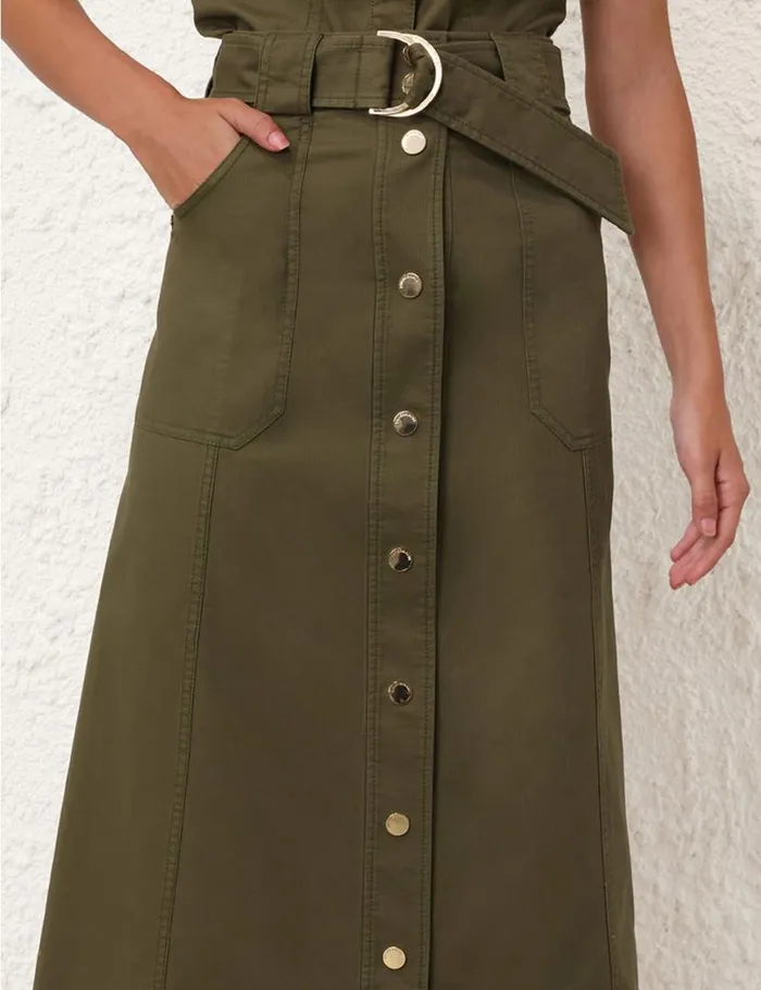 Zimmermann Clothing Denim Wrap Skirt Olive 8211 Women