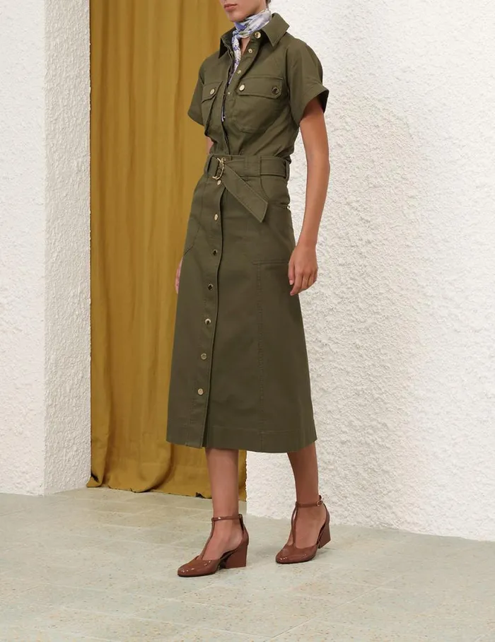 Zimmermann Clothing Denim Wrap Skirt Olive 8211 Women