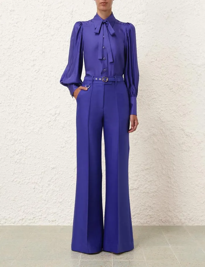 Zimmermann Clothing Natura Flare Leg Pant Lapis 8211 Women