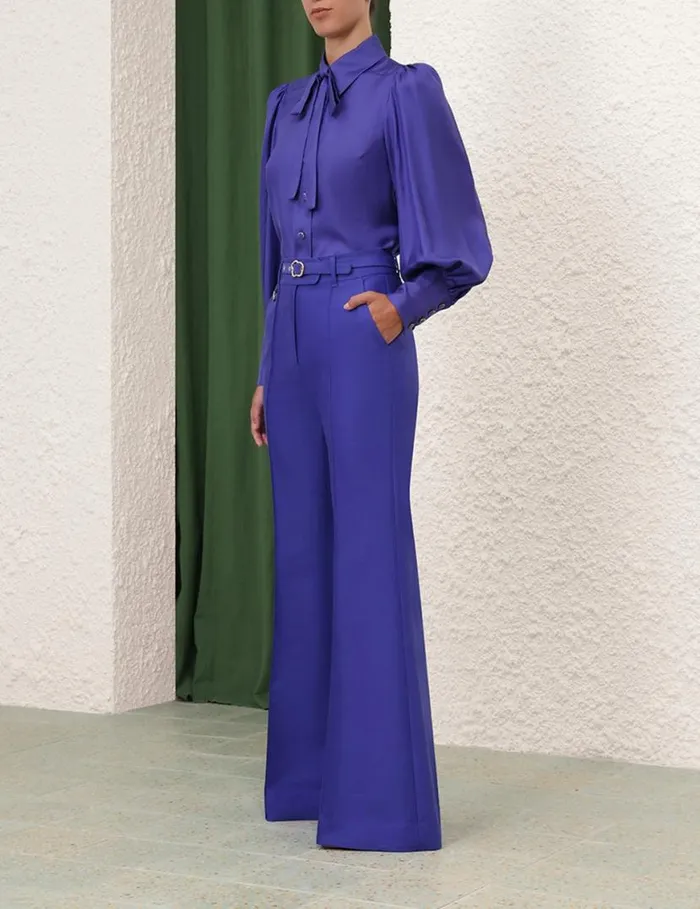 Zimmermann Clothing Natura Flare Leg Pant Lapis 8211 Women