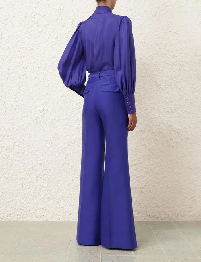 Zimmermann Clothing Natura Flare Leg Pant Lapis 8211 Women