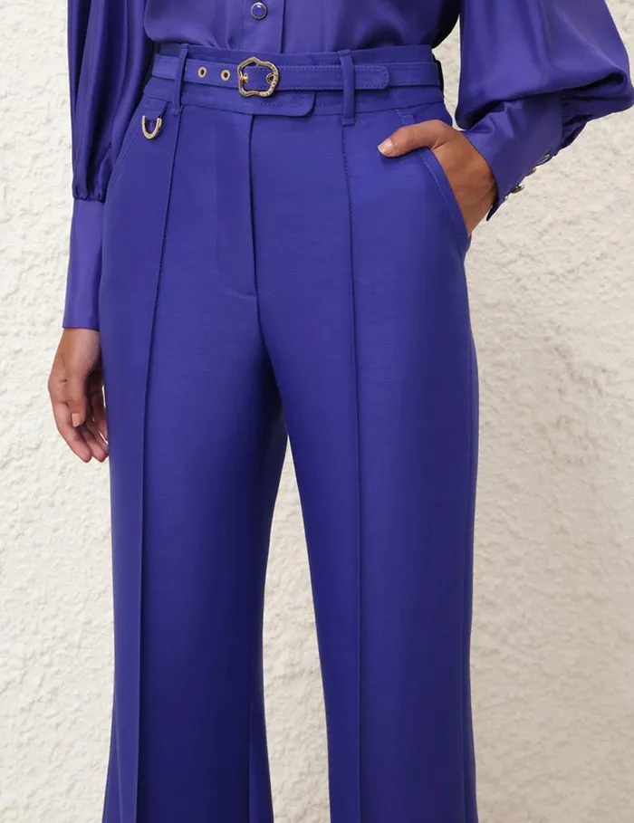 Zimmermann Clothing Natura Flare Leg Pant Lapis 8211 Women