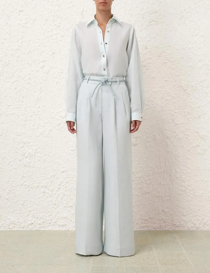 Zimmermann Clothing Natura Linen Wide Leg Pant Mint 8211 Women