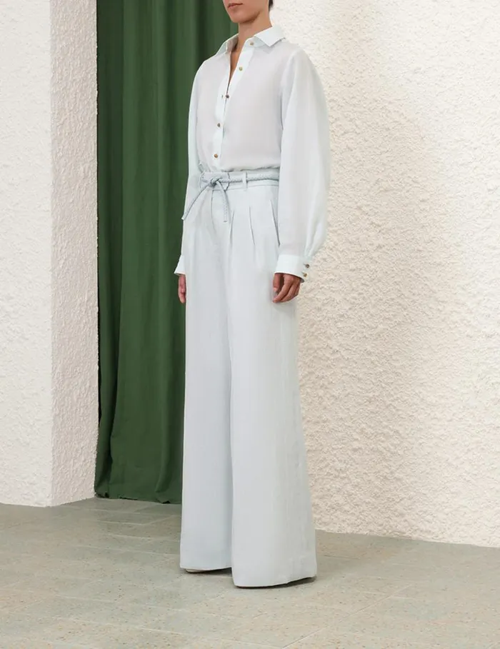 Zimmermann Clothing Natura Linen Wide Leg Pant Mint 8211 Women