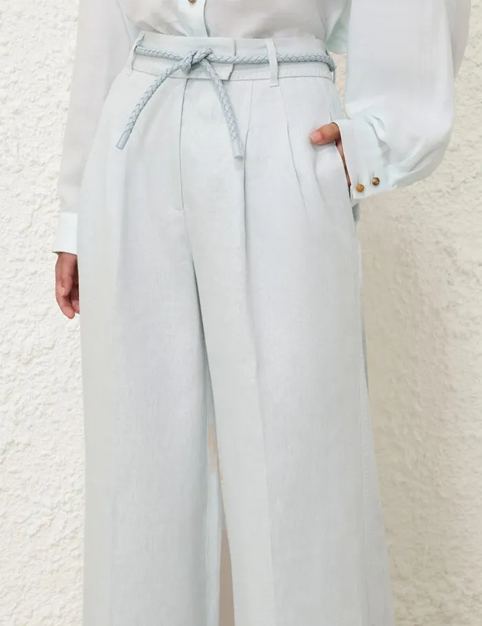 Zimmermann Clothing Natura Linen Wide Leg Pant Mint 8211 Women