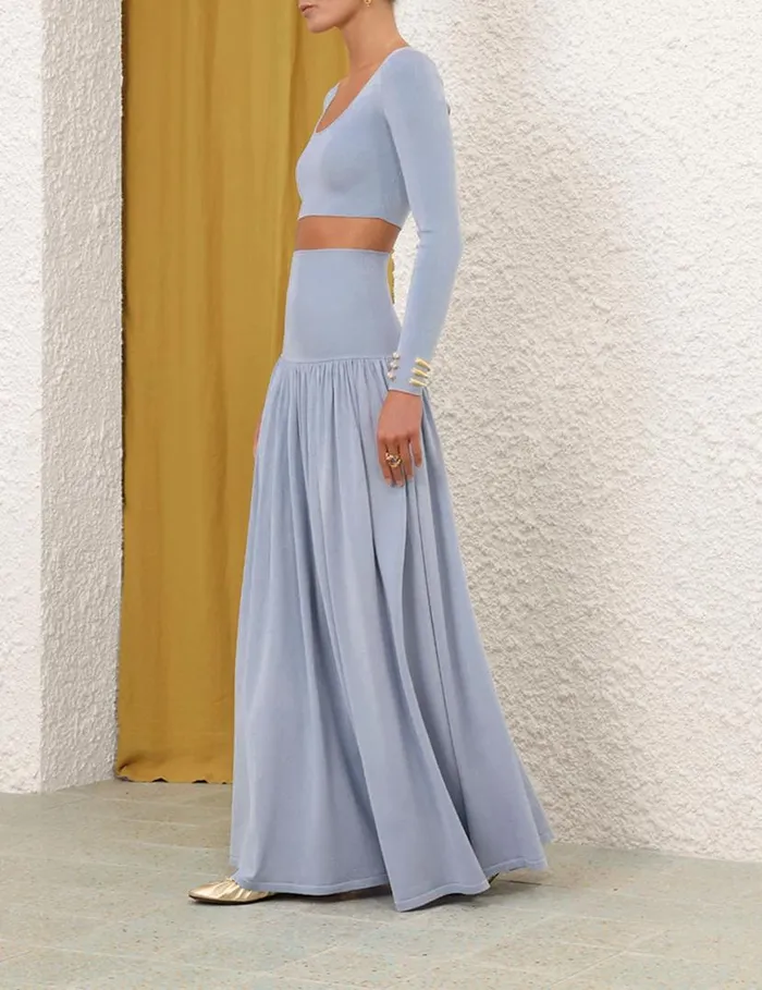 Zimmermann Clothing Natura Metallic Midi Skirt Blue 8211 Women