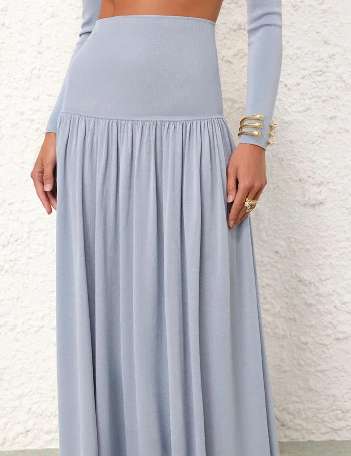 Zimmermann Clothing Natura Metallic Midi Skirt Blue 8211 Women