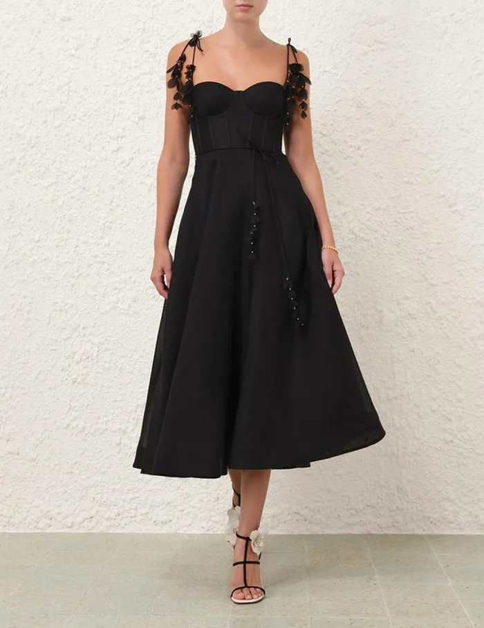 Zimmermann Clothing Natura Midi Corset Dress Black 8211 Women