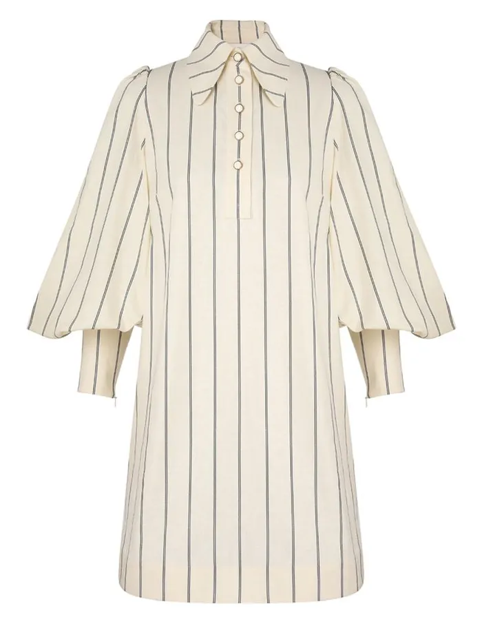 Zimmermann Clothing Natura Stripe Tunic Dress Navycream Stripe 8211 Women