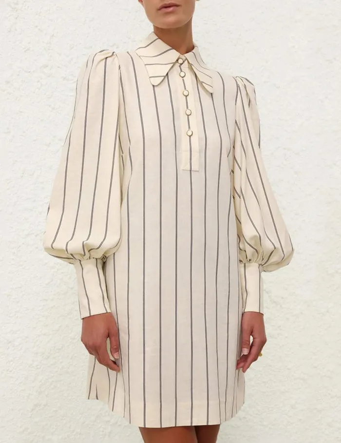 Zimmermann Clothing Natura Stripe Tunic Dress Navycream Stripe 8211 Women