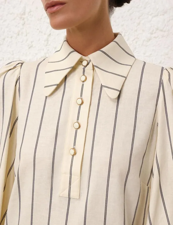 Zimmermann Clothing Natura Stripe Tunic Dress Navycream Stripe 8211 Women