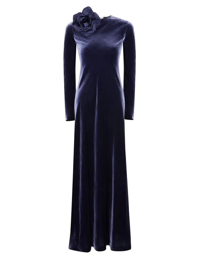 Zimmermann Clothing Natura Velvet Bias Slip Dress Navy 8211 Women