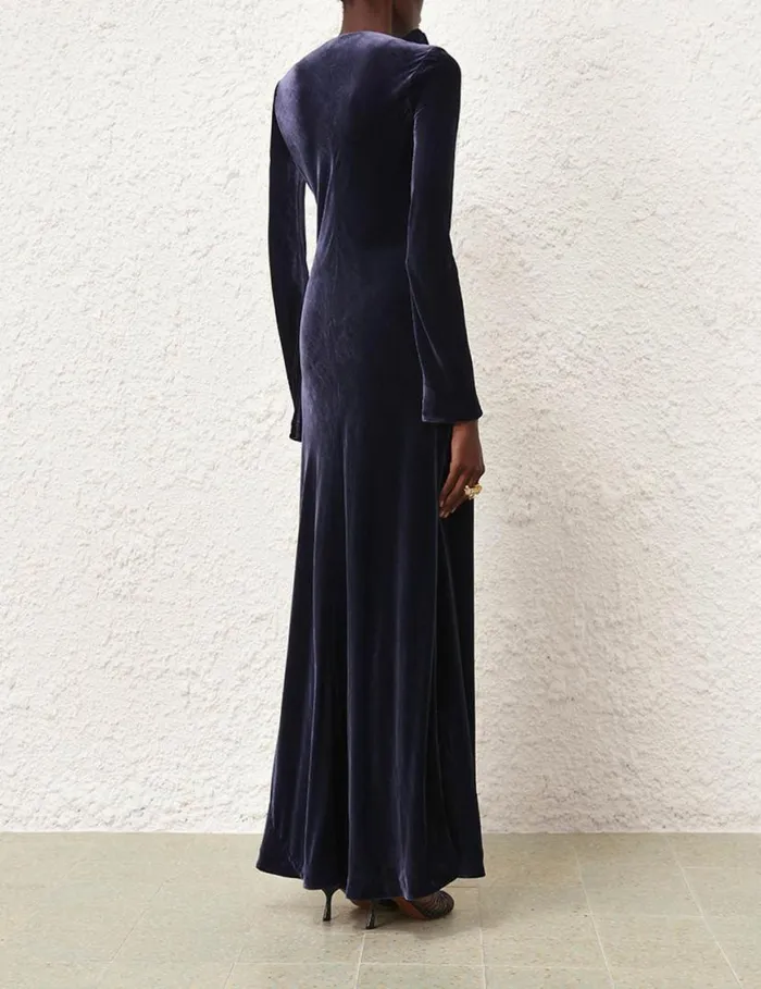 Zimmermann Clothing Natura Velvet Bias Slip Dress Navy 8211 Women