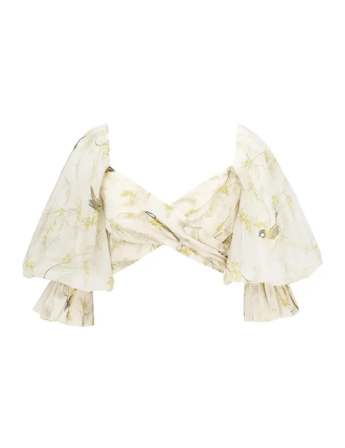 Zimmermann Clothing Pleated Bodice Acacia Birds 8211 Women