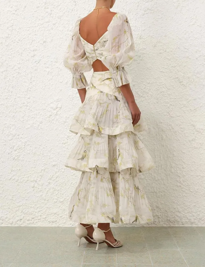 Zimmermann Clothing Pleated Bodice Acacia Birds 8211 Women