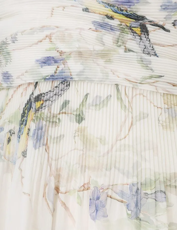 Zimmermann Clothing Pleated Midi Dress Blue Birds 8211 Women