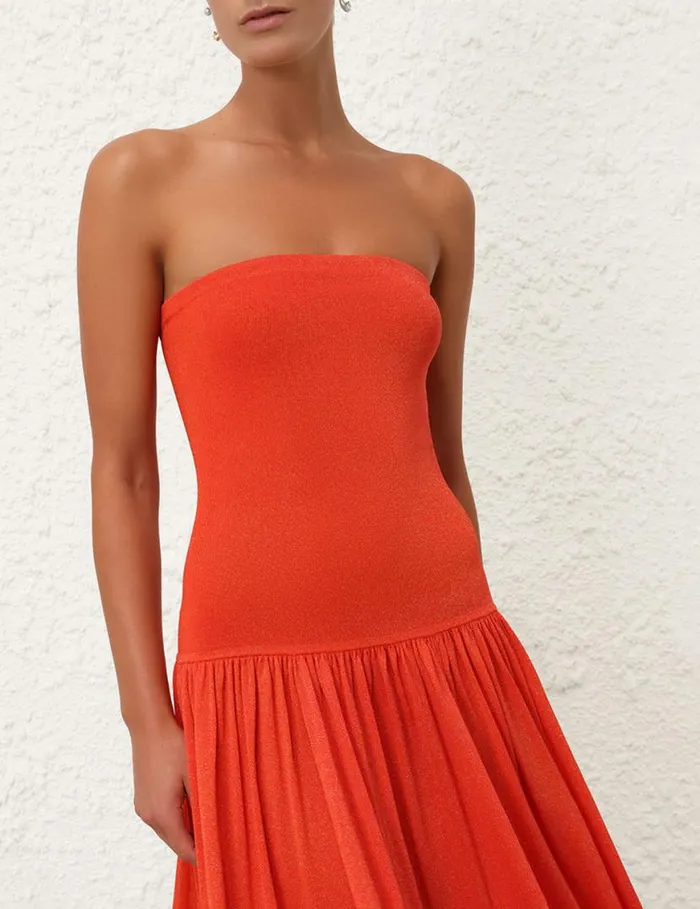 Zimmermann Clothing Tranquillity Metallic Dress Tomato 8211 Women