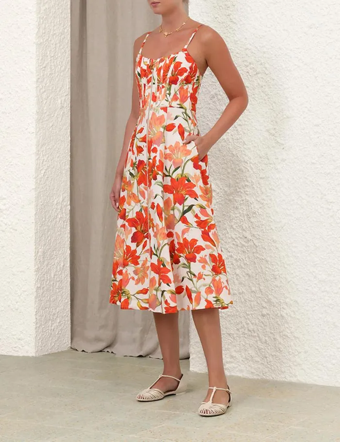 Zimmermann Clothing Tranquillity Zipped Midi Dress Red Lily 8211 Women
