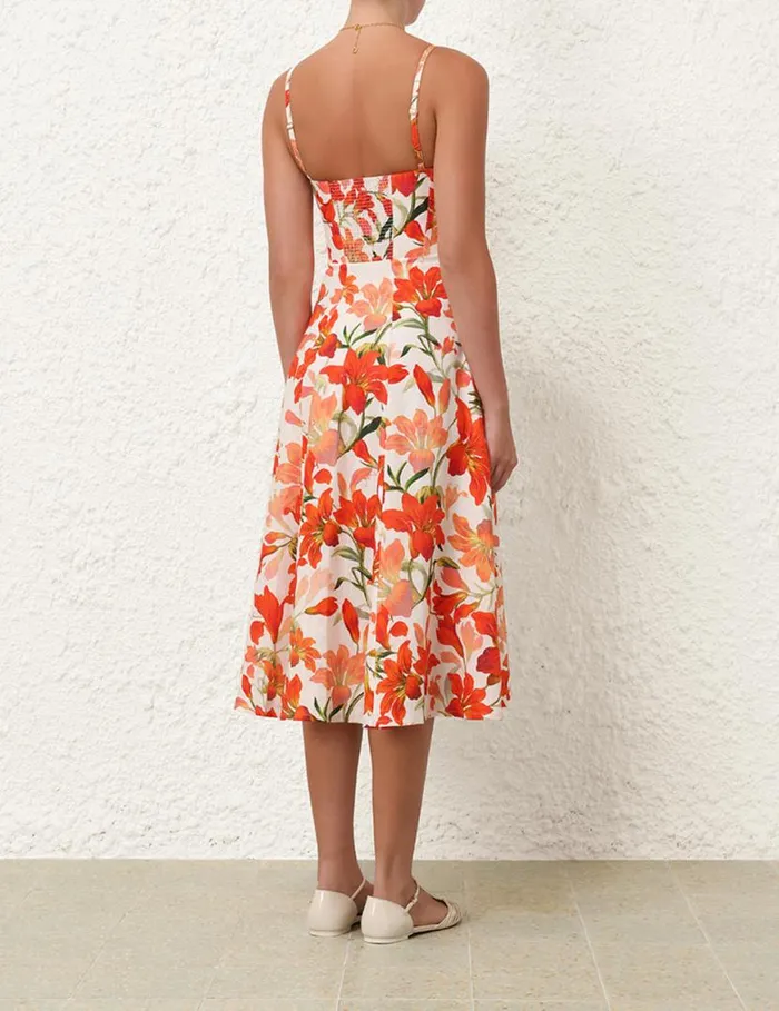 Zimmermann Clothing Tranquillity Zipped Midi Dress Red Lily 8211 Women