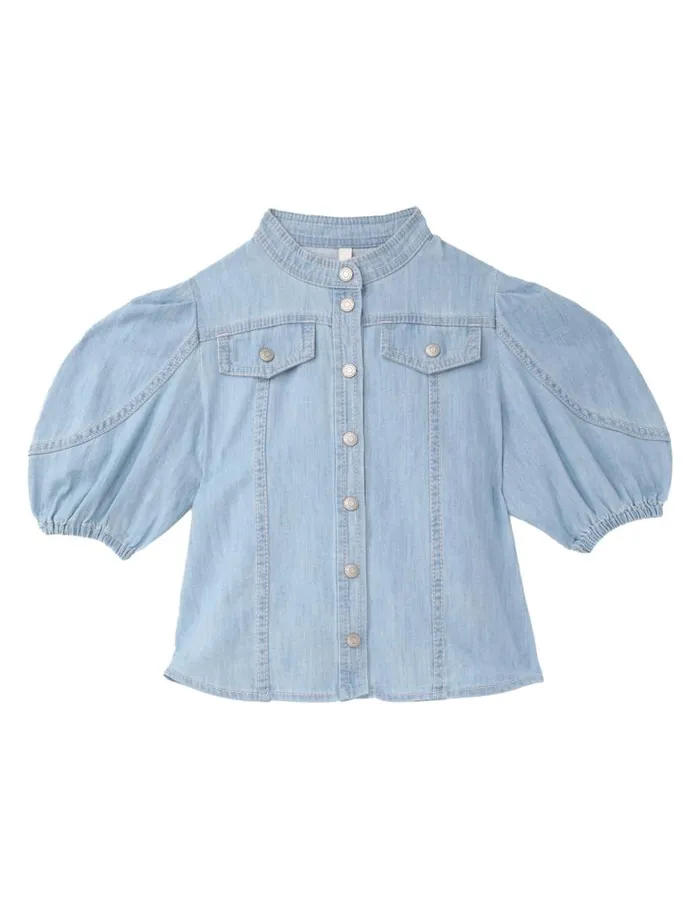 Zimmermann Clothing Waverly Utility Denim Top Blueberry 8211 Kids