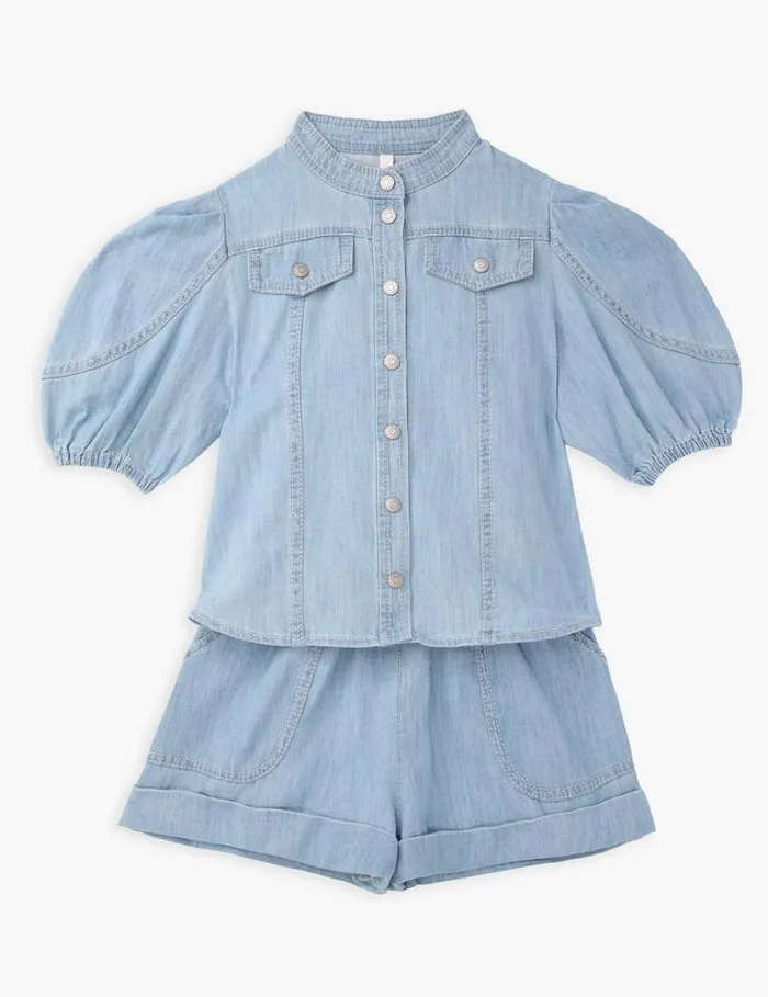 Zimmermann Clothing Waverly Utility Denim Top Blueberry 8211 Kids