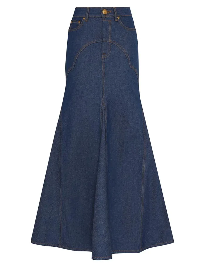 Zimmermann Denim Denim Maxi Skirt Railway Blue 8211 Women