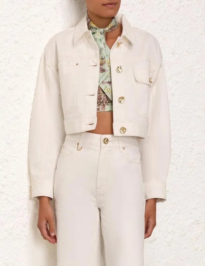 Zimmermann Denim Matchmaker Boxy Denim Jacket Milk 8211 Women