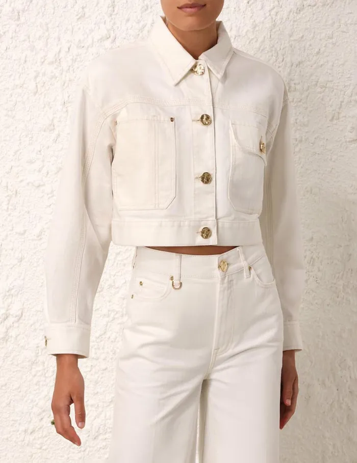 Zimmermann Denim Matchmaker Boxy Denim Jacket Milk 8211 Women