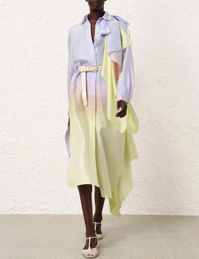 Zimmermann Dresses Harmony Scarf Shirt Midi Yellow Fields 8211 Women