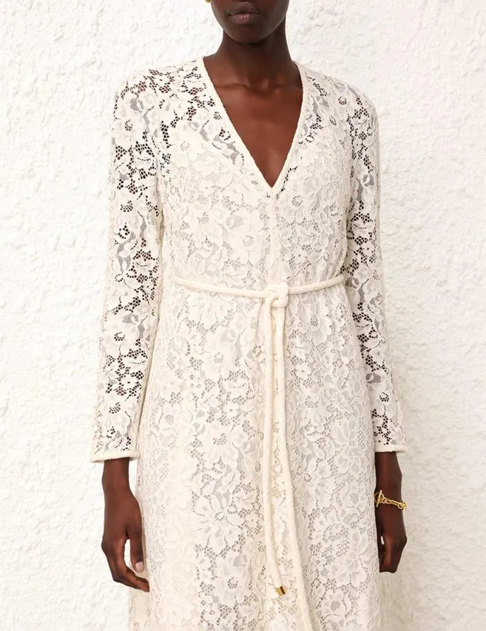 Zimmermann Dresses Matchmaker Lace Sheath Dress Cream 8211 Women