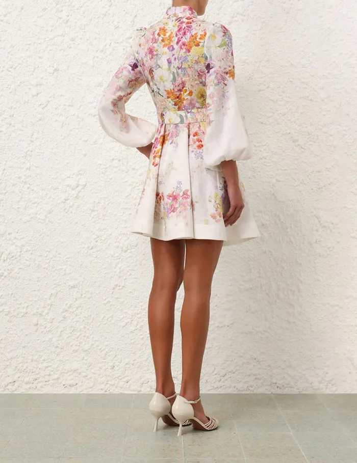Zimmermann Dresses Natura Buttoned Mini Dress Kaleidoscope Garden 8211 Women